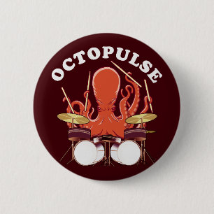 Octopulse   Octopus Drummer 2 Inch Round Button