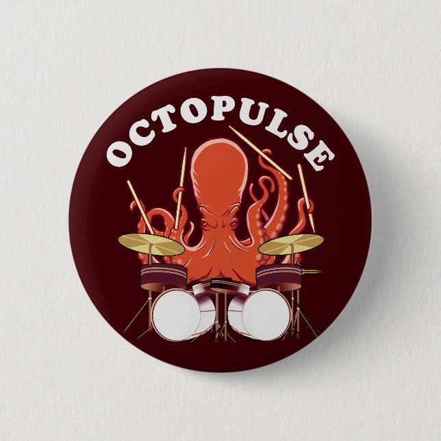 Octopulse | Octopus Drummer 2 Inch Round Button (Front)