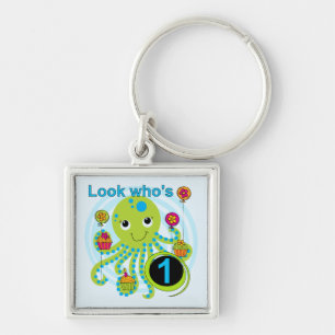 Octopus 1st Birthday T-shirts and Gifts Keychain