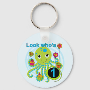 Octopus 1st Birthday T-shirts and Gifts Keychain