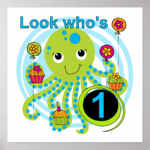 Octopus 1st Birthday T-shirts and Gifts Poster