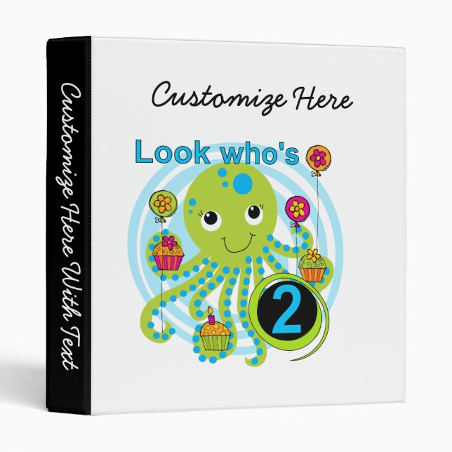 Octopus 2nd Birthday T shirts and Gifts Binder (Front/Spine)