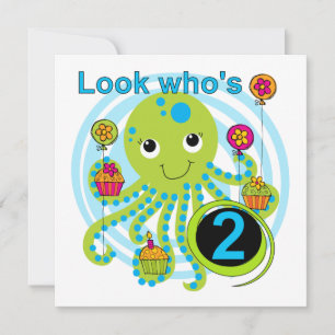 Octopus 2nd Birthday T shirts and Gifts Card