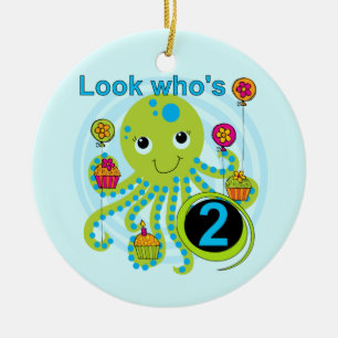 Octopus 2nd Birthday T shirts and Gifts Ceramic Ornament