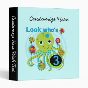 Octopus 3rd Birthday T-shirts and Gifts Binder