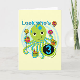 Octopus 3rd Birthday T-shirts and Gifts Card
