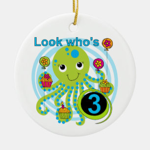 Octopus 3rd Birthday T-shirts and Gifts Ceramic Ornament