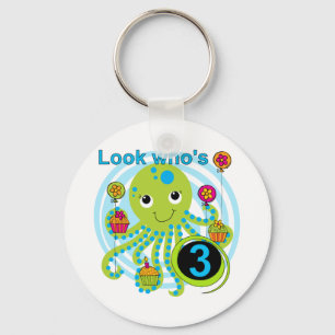 Octopus 3rd Birthday T-shirts and Gifts Keychain