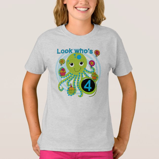 Octopus 4e anniversaire T-shirts et cadeaux (Devant)