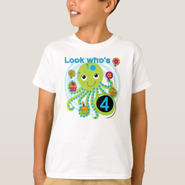 Octopus 4th Birthday T shirts and Gifts (Front)