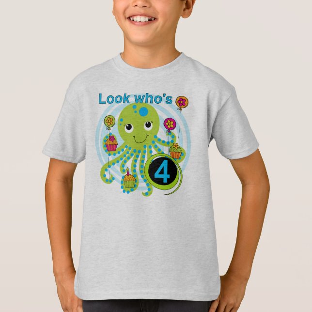 Octopus 4th Birthday T shirts and Gifts (Front)