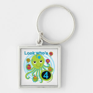 Octopus 4th Birthday T shirts and Gifts Keychain