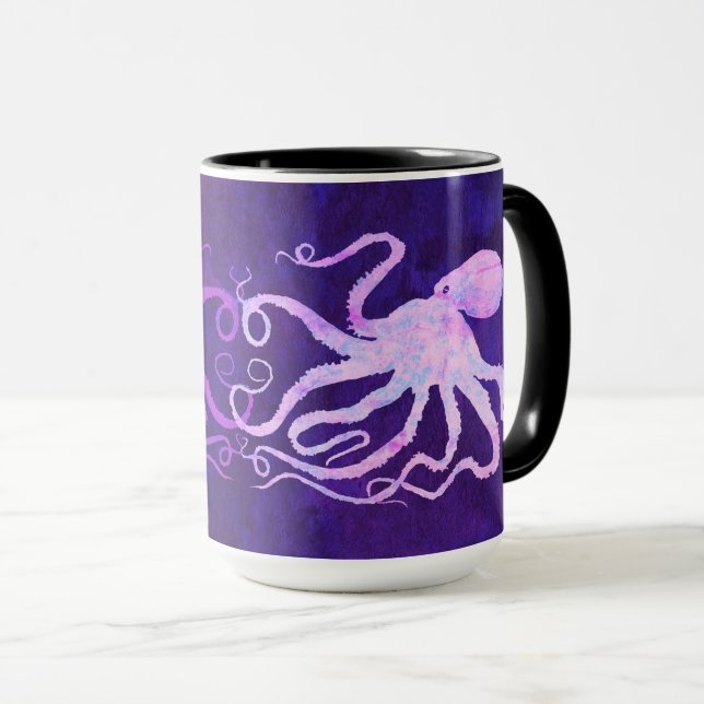 Octopus 6 In Light Pink - 15 oz. Combo Mug (Front Right)