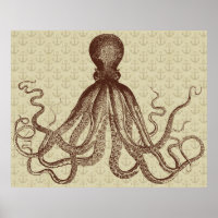 Octopus Anchors Lord Bodner Vintage Brown Nautical