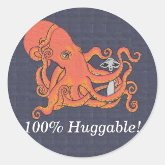 Octopus and Alien Friend 100% Huggable Classic Round Sticker