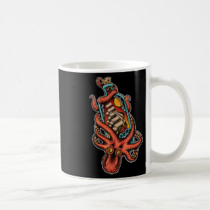 Octopus And Clipper Ship In Bottle, Old School Sai Coffee Mug