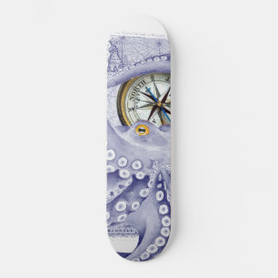 Octopus And Compass Purple Skateboard