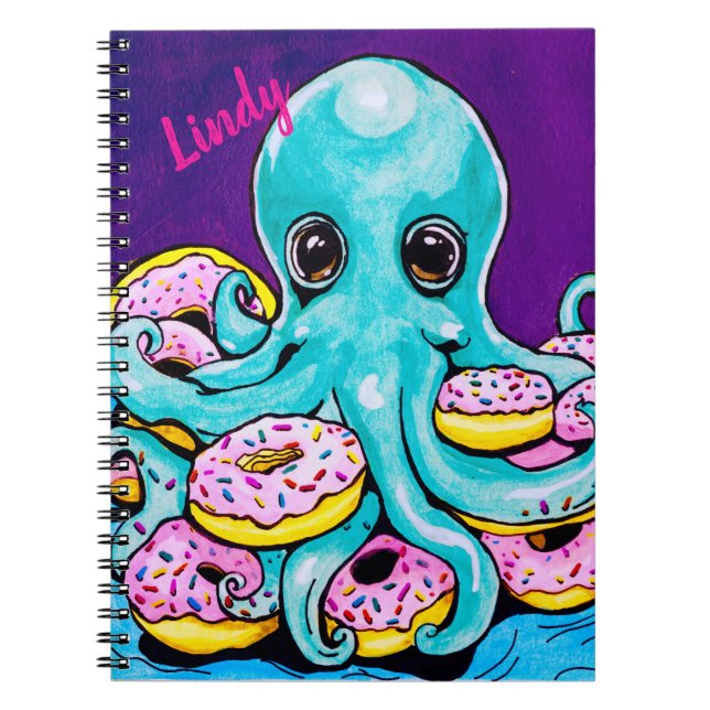 Octopus and doughnuts Spiral Photo Notebook (Front)