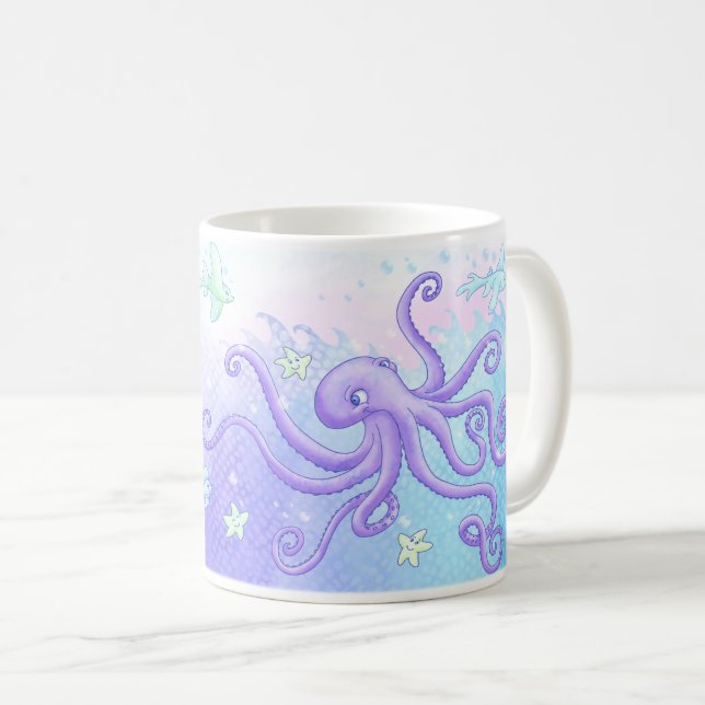 Octopus and friends (light hair) coffee mug (Front Right)