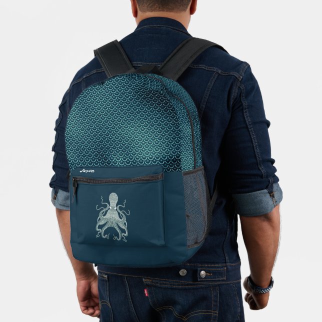 Octopus and Scales Personalized Printed Backpack (Insitu (Model))