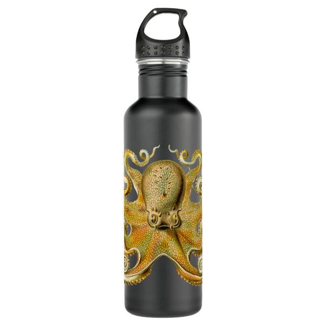 Octopus antique illustration sea monster 710 ml water bottle (Front)