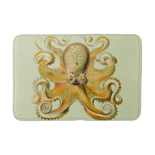 Octopus antique illustration sea monster bath mat