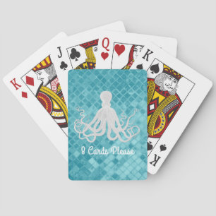 Octopus Aqua Sea Glass Personalize Playing Cards
