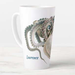 Octopus Argonaut, Vintage Marine Life Animals Latte Mug
