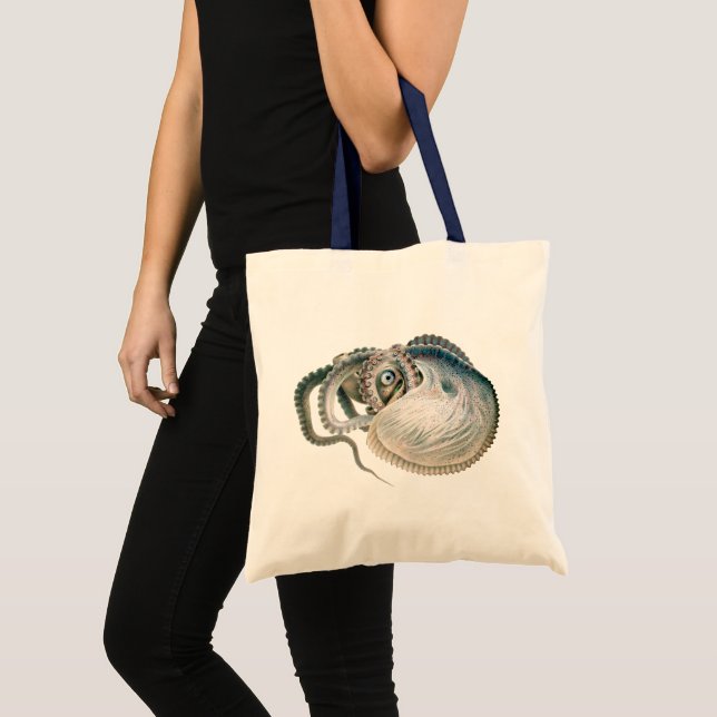 Octopus Argonaut, Vintage Marine Life Animals Tote Bag (Front (Product))