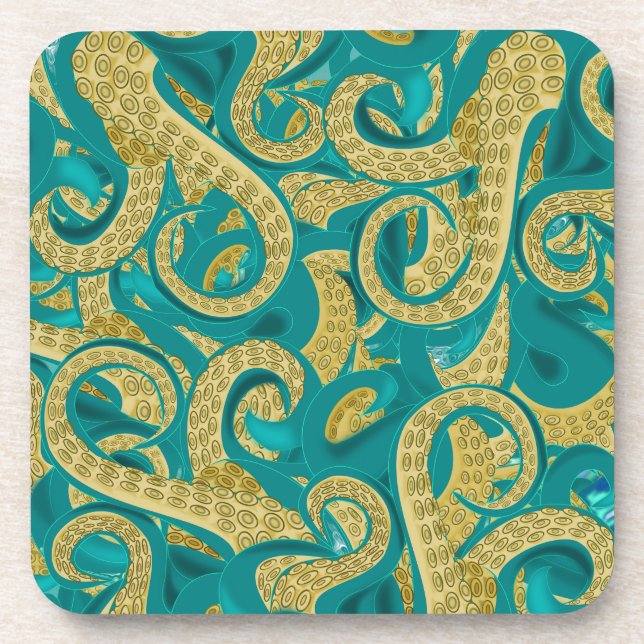 Octopus Art - Migned Drawing  Coaster (Front)