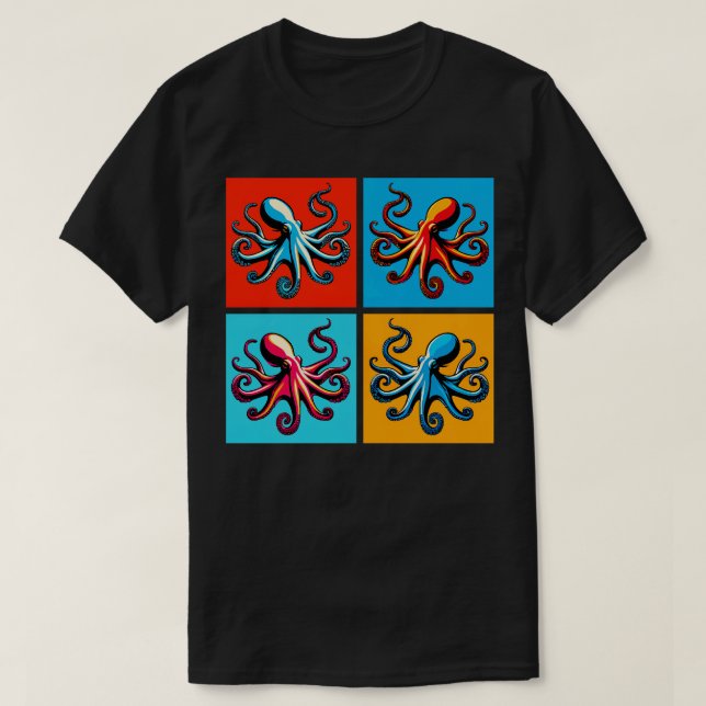 Octopus Art Trendy Marine Life T-Shirt (Design Front)