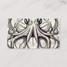 Octopus artwork business card ocean lover surfer 