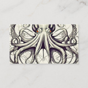 Octopus artwork business card ocean lover surfer 