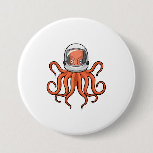 Octopus as Astronaut 3 Inch Round Button