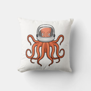 Octopus as Astronaut Throw Pillow