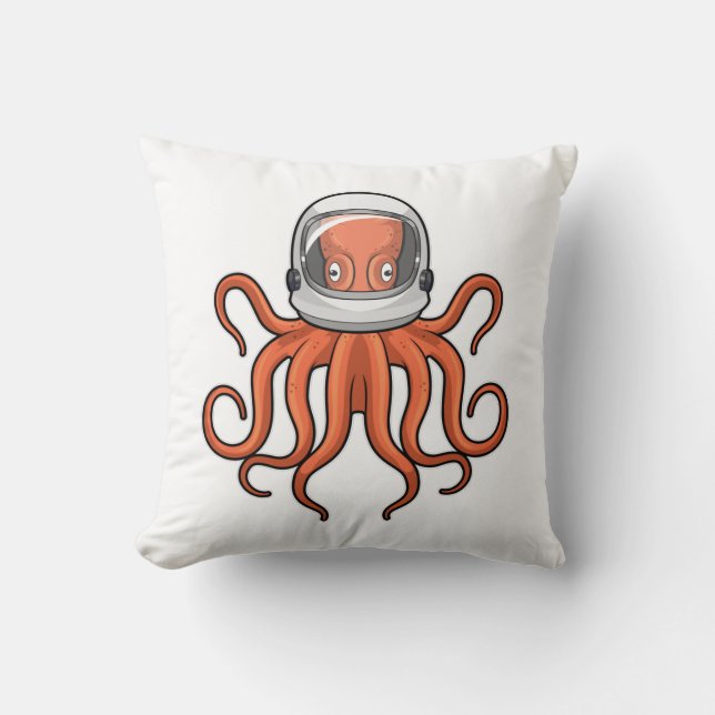 Octopus as Astronaut Throw Pillow (Front)