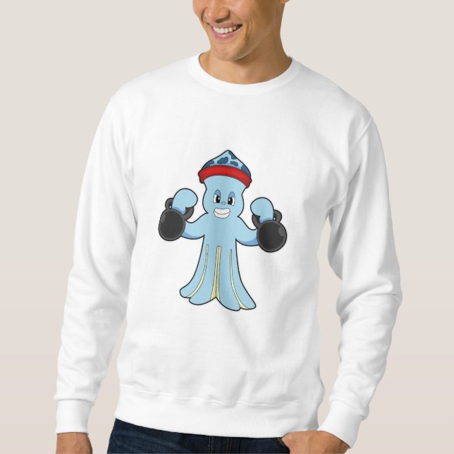 Octopus as Bodybuilder with Dumbbells Sweatshirt (Front)