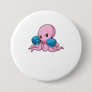 Octopus as Boxer with Boxing gloves 3 Inch Round Button