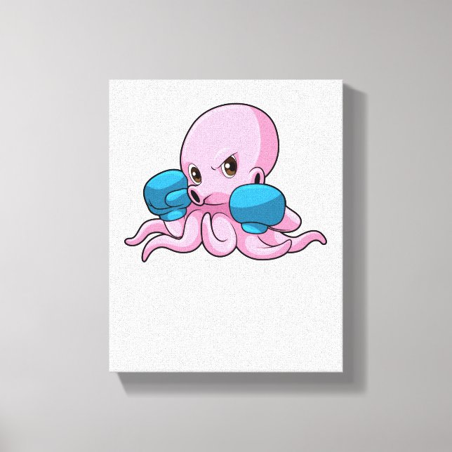 Octopus as Boxer with Boxing gloves Canvas Print (Front)