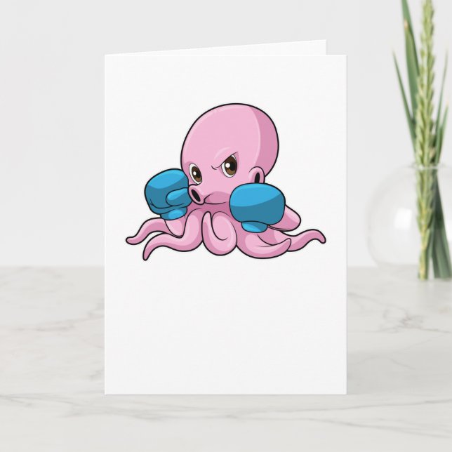 Octopus as Boxer with Boxing gloves Card (Front)