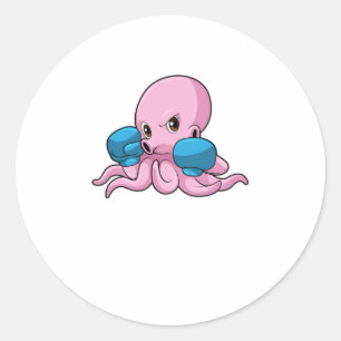 Octopus as Boxer with Boxing gloves Classic Round Sticker