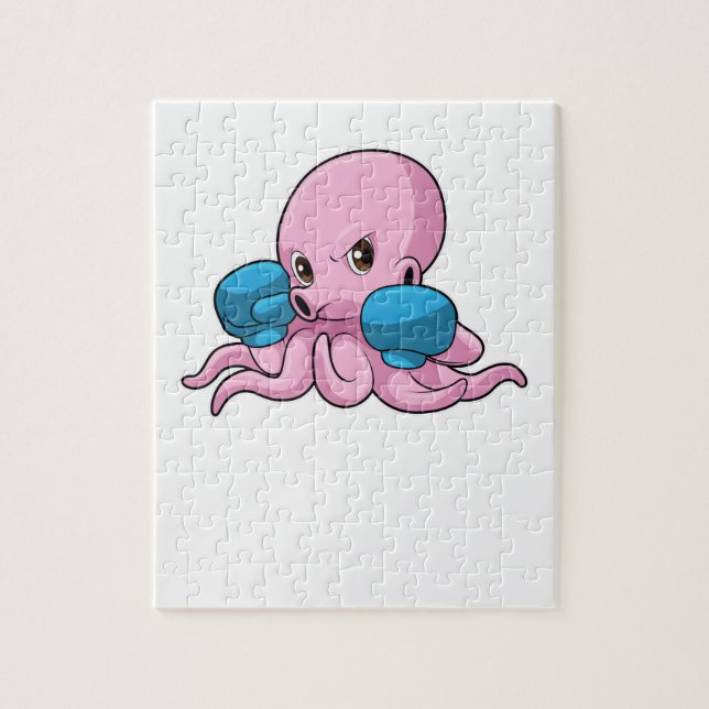 Octopus as Boxer with Boxing gloves Jigsaw Puzzle (Vertical)