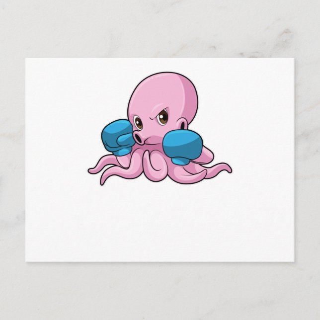 Octopus as Boxer with Boxing gloves Postcard (Front)