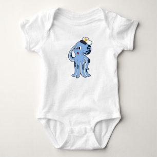 Octopus as Captain with Cap Baby Bodysuit