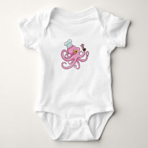Octopus as Cook with Wooden spoon Baby Bodysuit