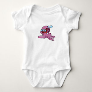 Octopus as Diver with Snorkel Baby Bodysuit