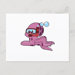 Octopus as Diver with Snorkel Postcard