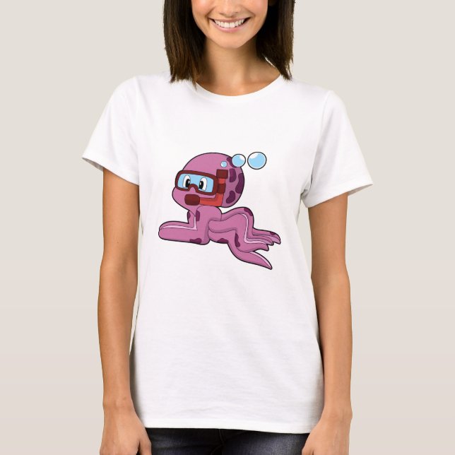 Octopus as Diver with Snorkel T-Shirt (Front)