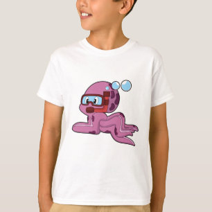 Octopus as Diver with Snorkel T-Shirt