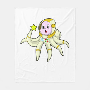 Octopus as Diver with Star Fleece Blanket